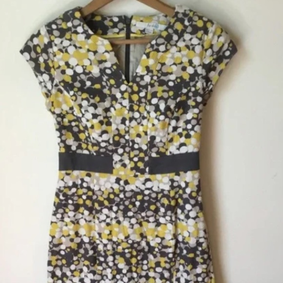 Boden Notch Neck Sheath Dress Yellow/Grey Dot Size 2 - Picture 6 of 9